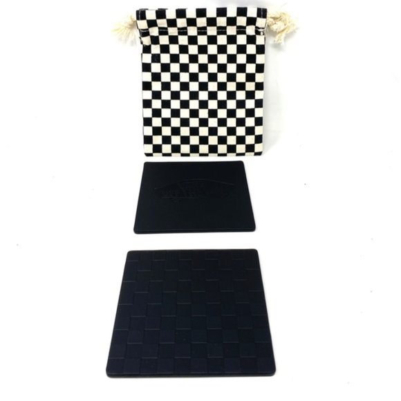 VANS Family Coasters Faux Leather Checkerboard White Black Set Bag VN0009M8NOA - Picture 4 of 7